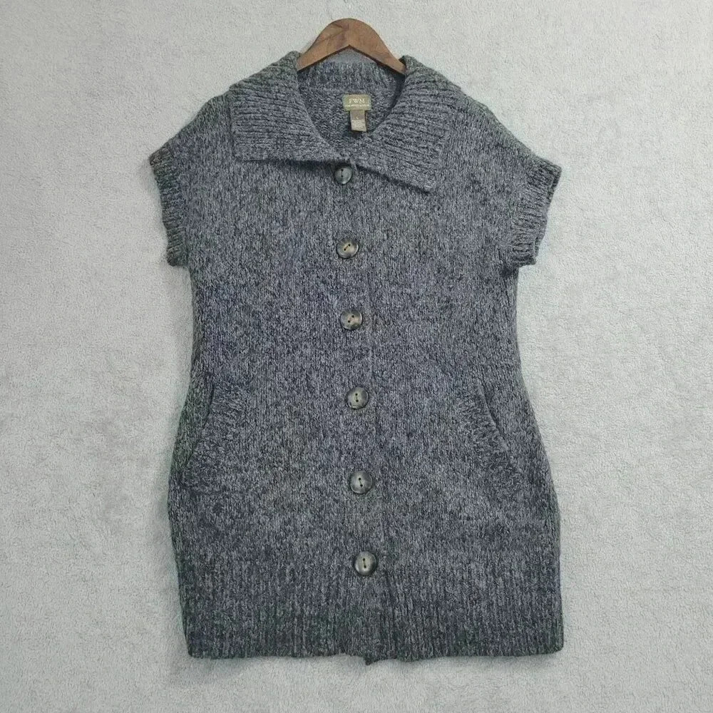 Fenn Wright Mason Wool/Alpaca Womens Knit Cardigan Sweater Short sleeve L 4PT